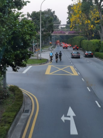 cyclist blocking road